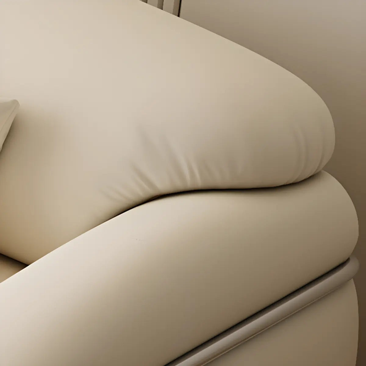 White Tech Cloth Fixed Back Four Legs Lounge Chair Image - 6