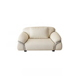 White Tech Cloth Fixed Back Four Legs Lounge Chair Image - 9