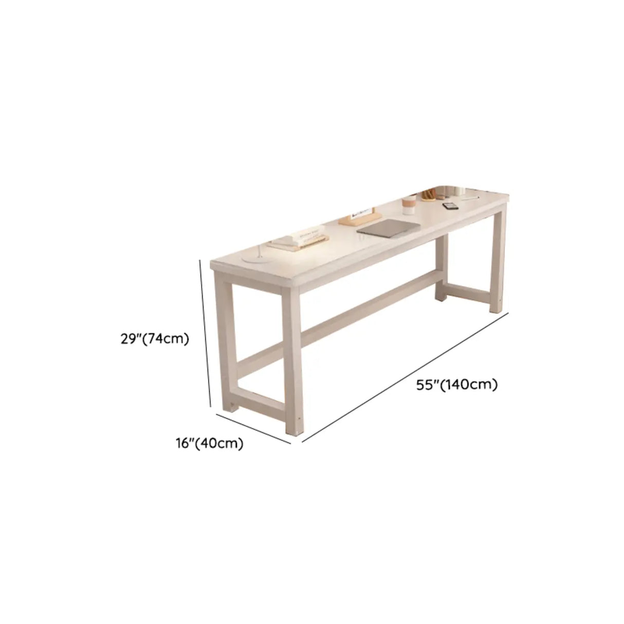 White Timber Rectangular Writing Desk with Storage Image - 16