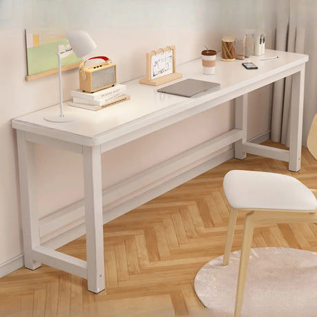 White Timber Rectangular Writing Desk with Storage Image - 2
