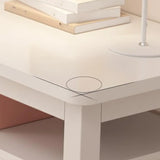 White Timber Rectangular Writing Desk with Storage Image - 4