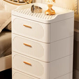 White Tip Resistant Drawers Storage Narrow Nightstand Image - 10