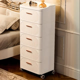 White Tip Resistant Drawers Storage Narrow Nightstand Image - 14