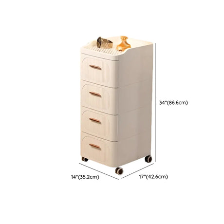 White Tip Resistant Drawers Storage Narrow Nightstand Image - 21
