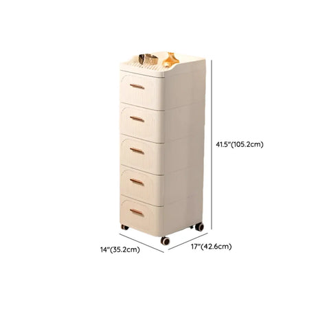 White Tip Resistant Drawers Storage Narrow Nightstand Image - 22