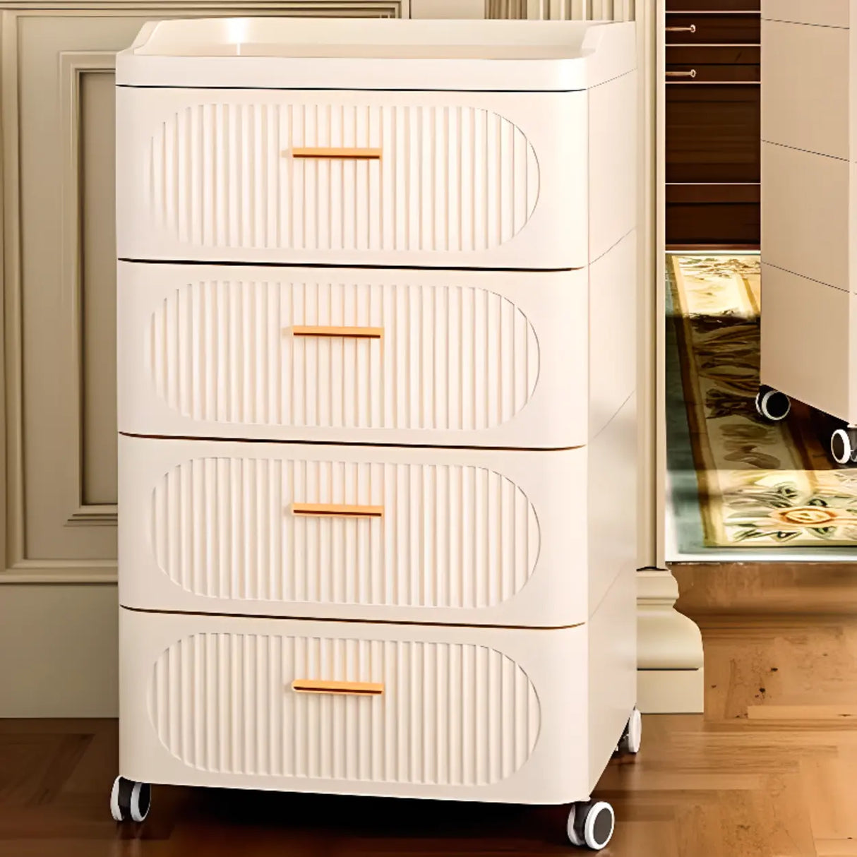 White Tip Resistant Drawers Storage Narrow Nightstand Image - 4