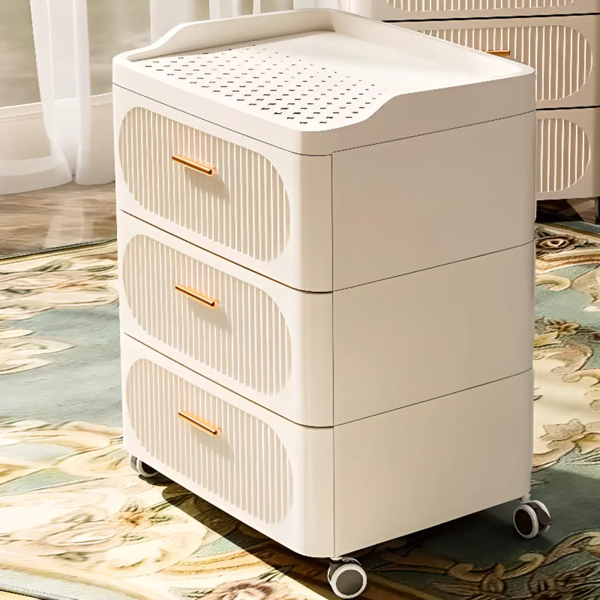 White Tip Resistant Drawers Storage Narrow Nightstand Image - 6
