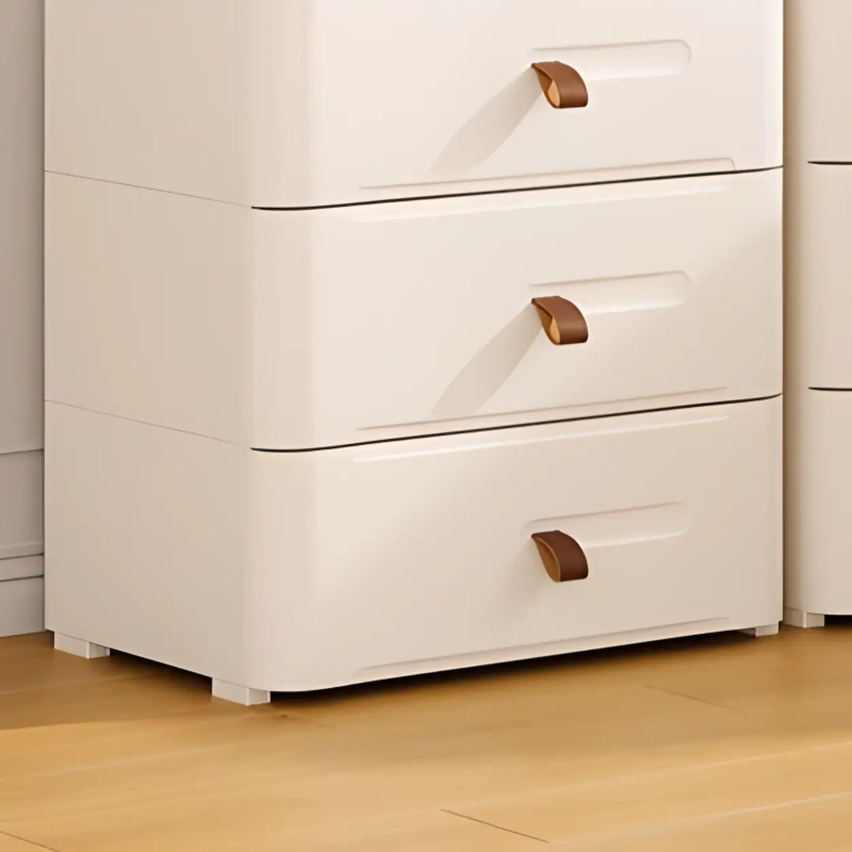 White Tip Resistant Kids Nightstand with Drawers Image - 10