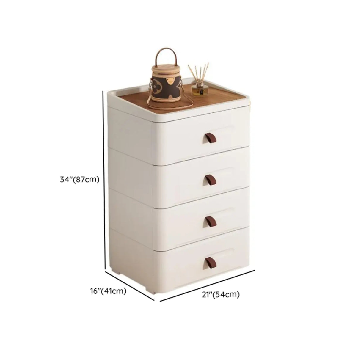 White Tip Resistant Kids Nightstand with Drawers Image - 19