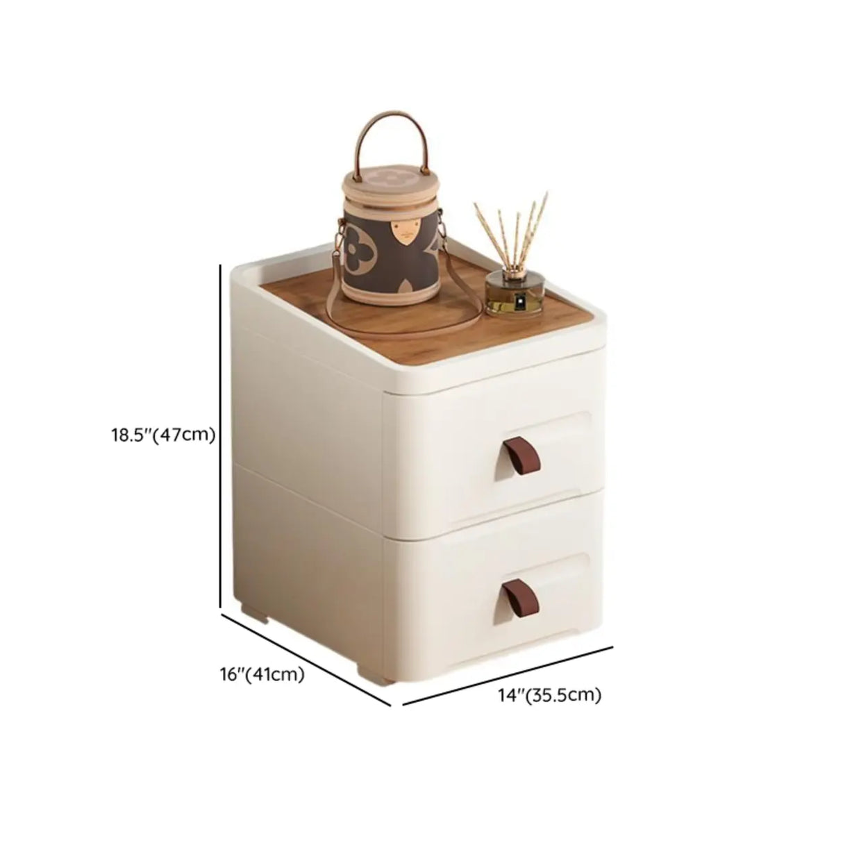 White Tip Resistant Kids Nightstand with Drawers Image - 20