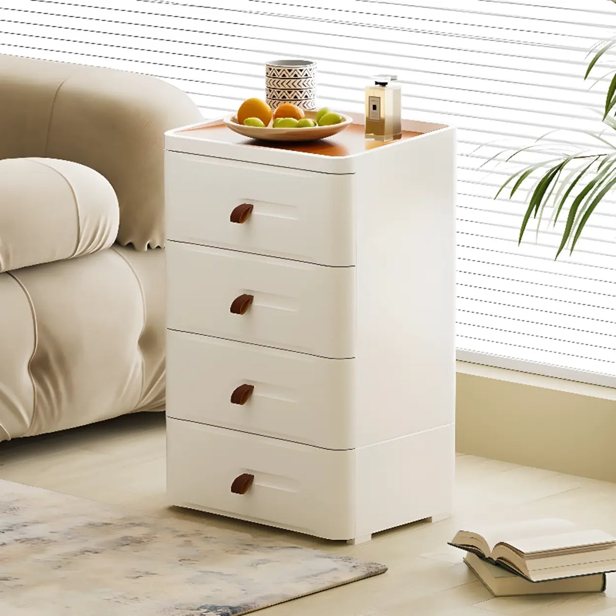 White Tip Resistant Kids Nightstand with Drawers Image - 4
