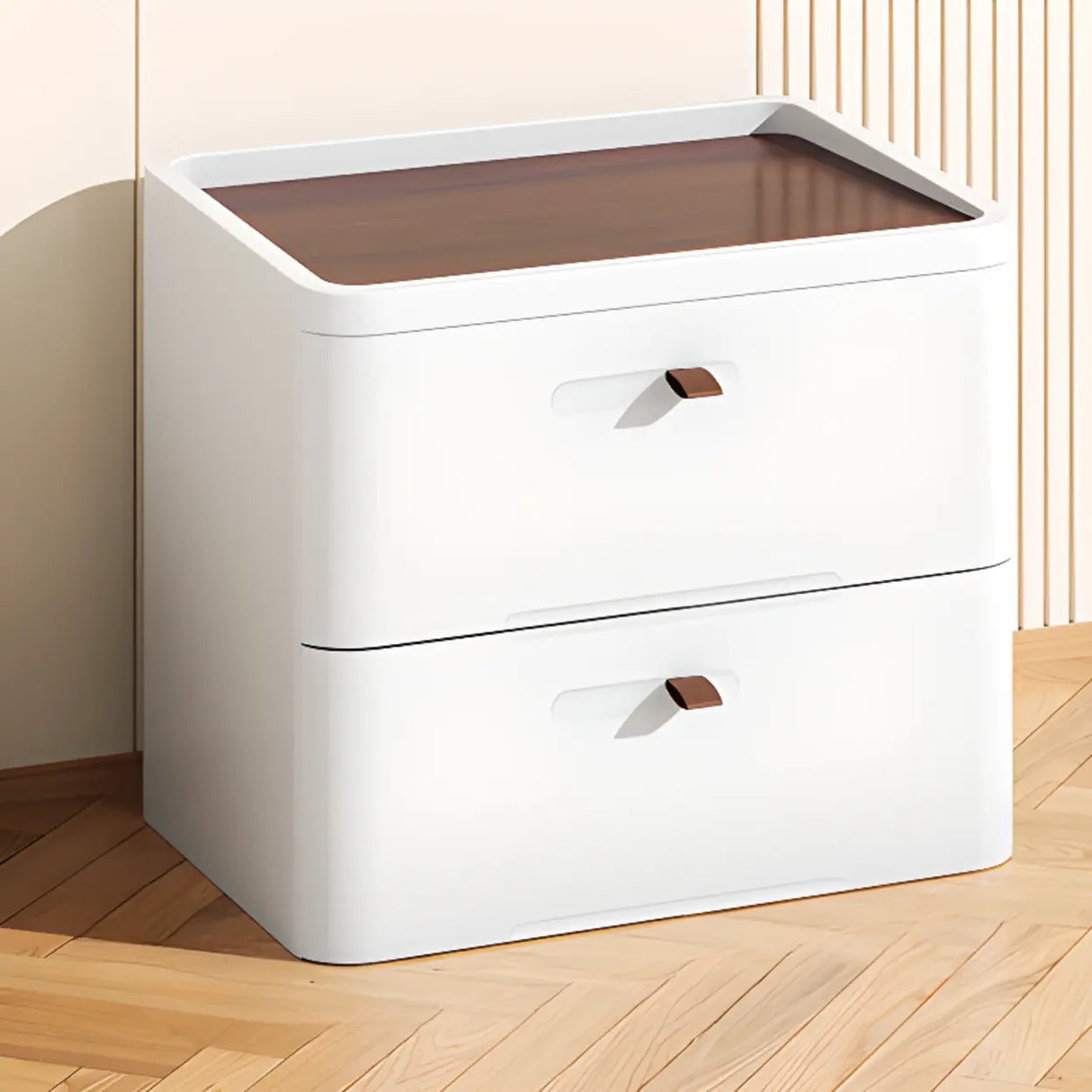 White Tip Resistant Kids Nightstand with Drawers Image - 9