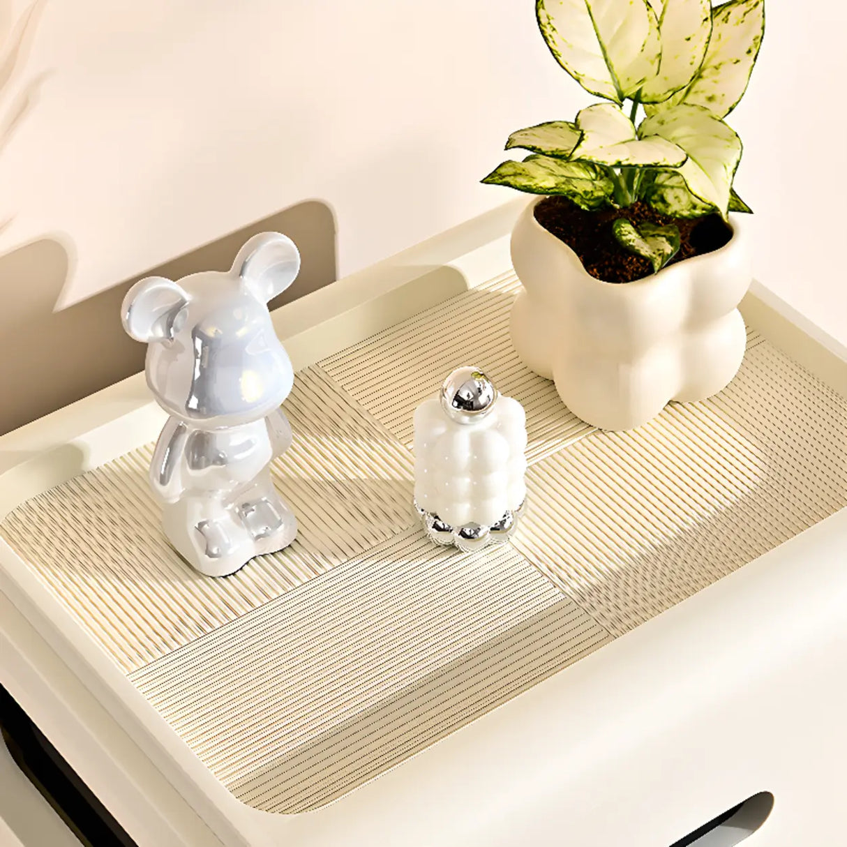 White Tip Resistant Kids Nightstand with Leg and Drawer Image - 14