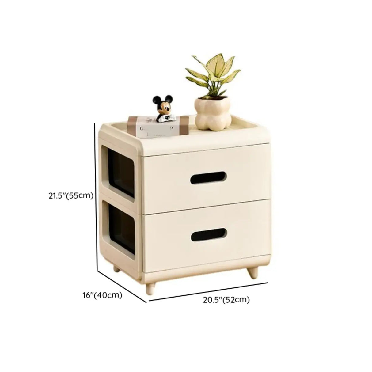 White Tip Resistant Kids Nightstand with Leg and Drawer 