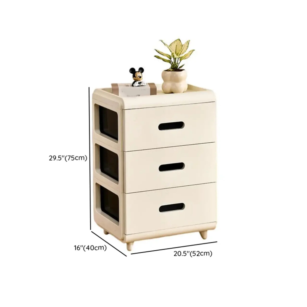 White Tip Resistant Kids Nightstand with Leg and Drawer Image - 19