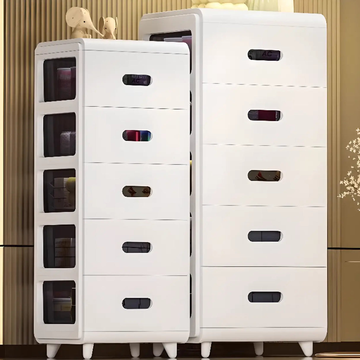 White Tip Resistant Kids Nightstand with Leg and Drawer Image - 1