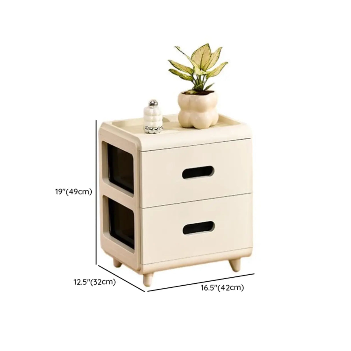 White Tip Resistant Kids Nightstand with Leg and Drawer Image - 21