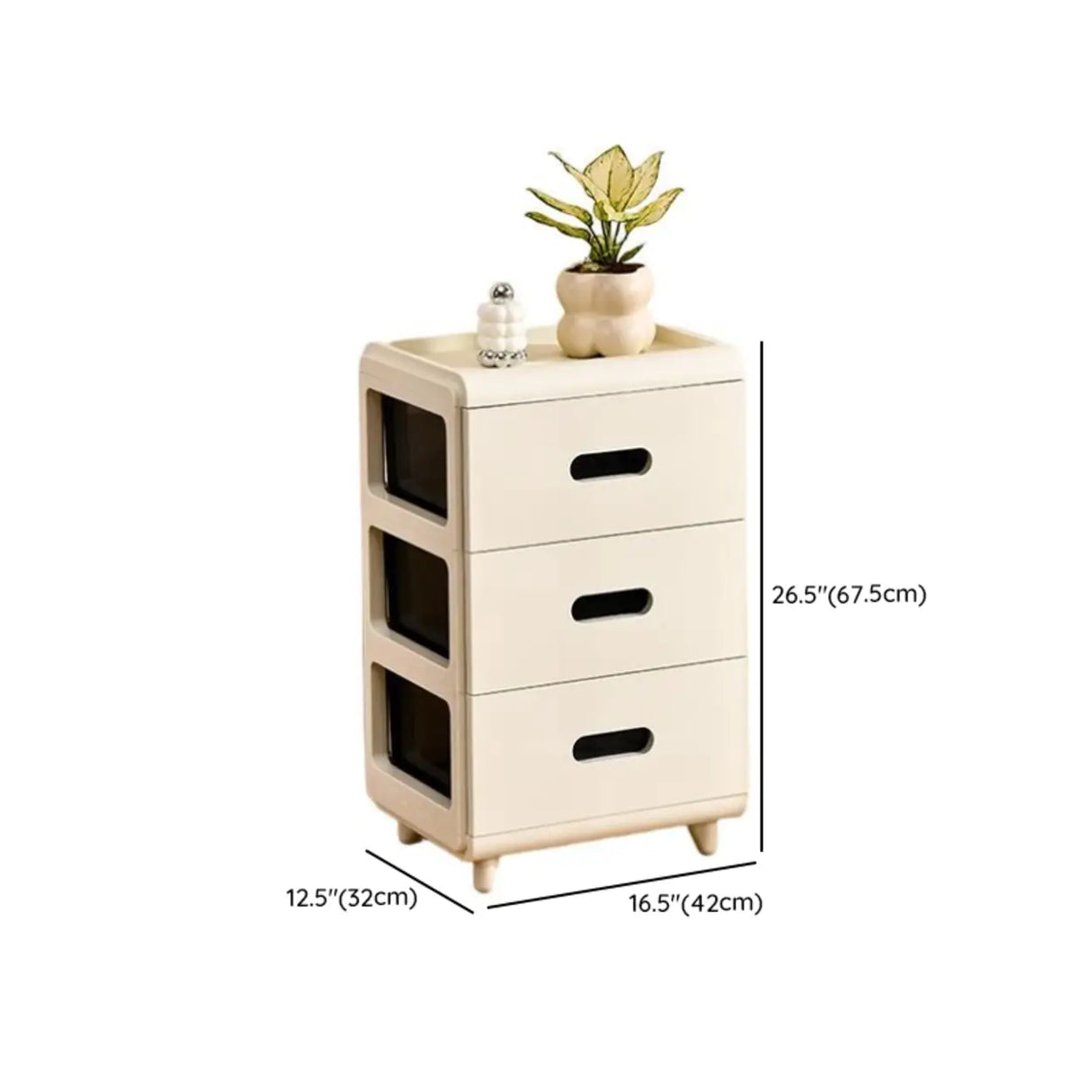 White Tip Resistant Kids Nightstand with Leg and Drawer Image - 24