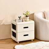 White Tip Resistant Kids Nightstand with Leg and Drawer Image - 9