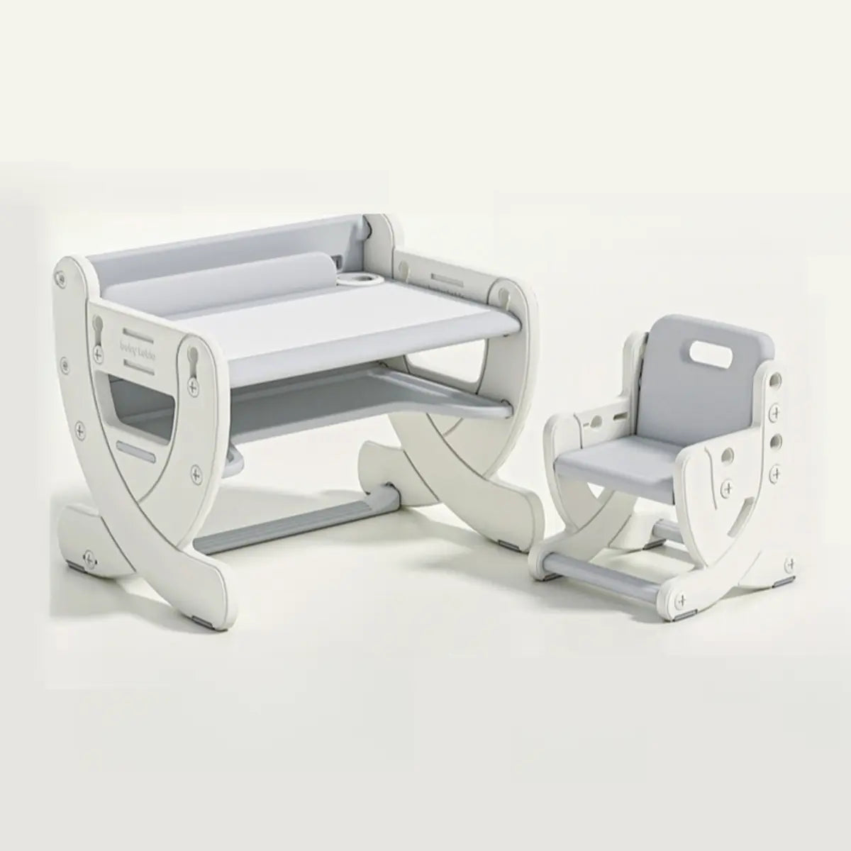 White Toddler Arts Desk Chair 2 Piece Set with Storage Image - 12