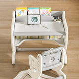 White Toddler Arts Desk Chair 2 Piece Set with Storage Image - 3