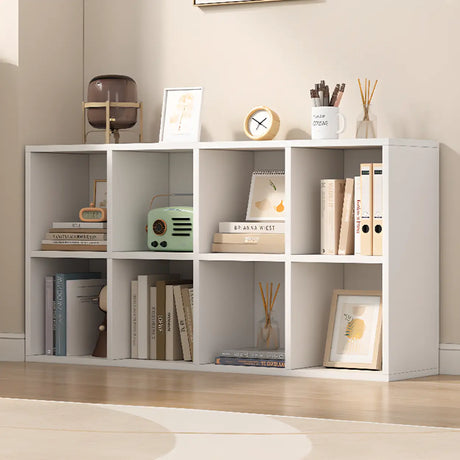White Trendy Wooden Closed Back Short Storage Bookcase Image - 1