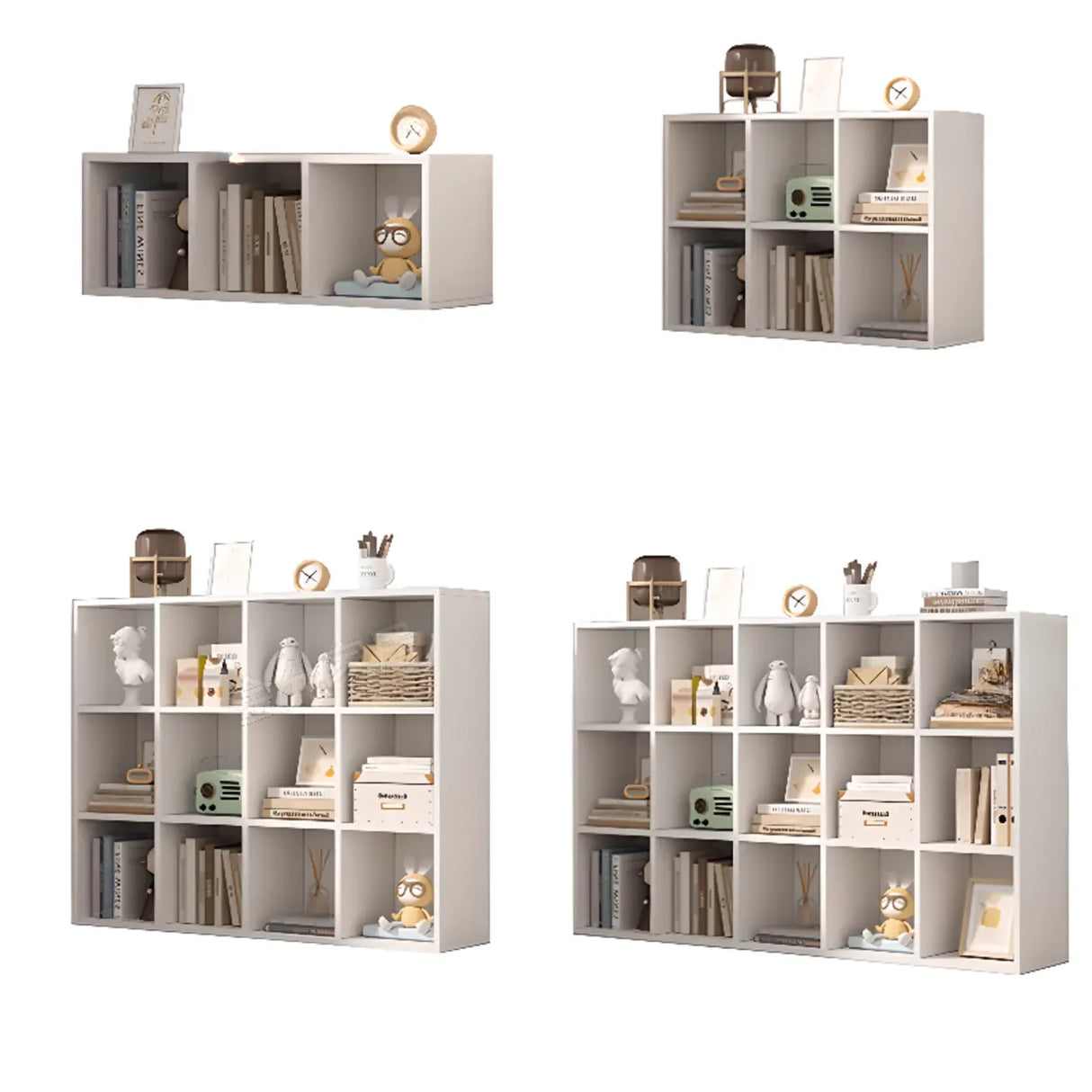 White Trendy Wooden Closed Back Short Storage Bookcase Image - 10