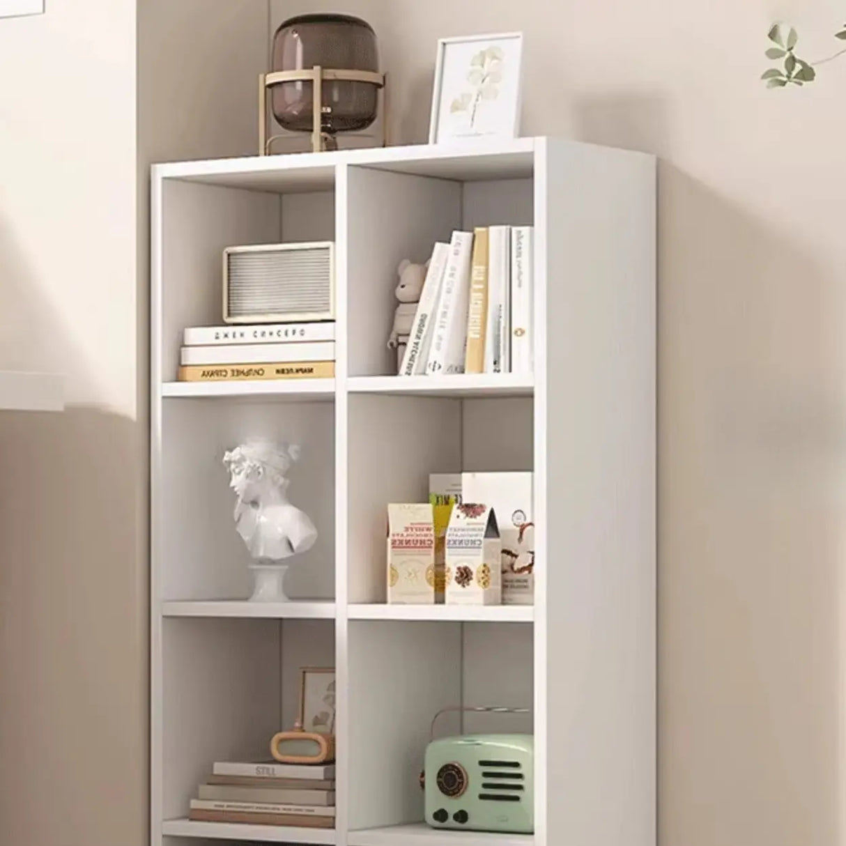 White Trendy Wooden Closed Back Short Storage Bookcase Image - 13