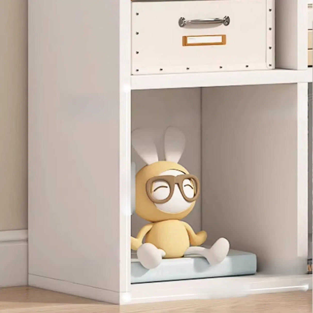 White Trendy Wooden Closed Back Short Storage Bookcase Image - 15