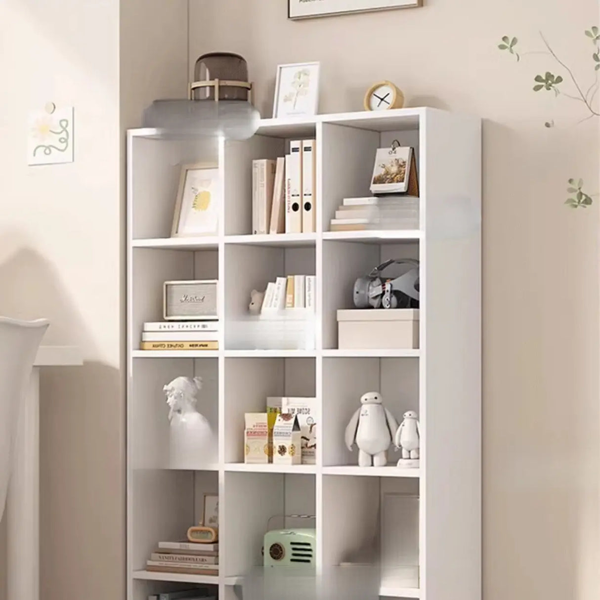 White Trendy Wooden Closed Back Short Storage Bookcase Image - 18