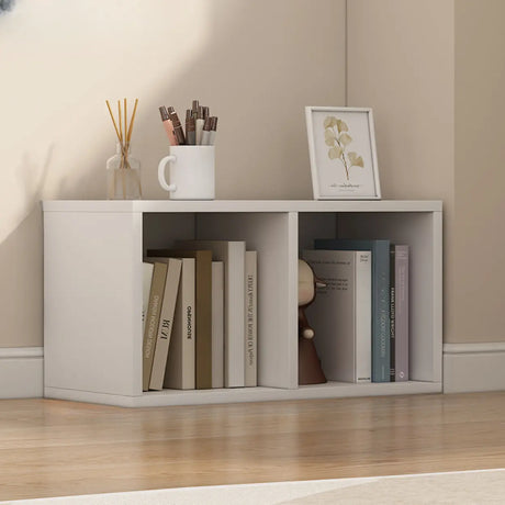 White Trendy Wooden Closed Back Short Storage Bookcase Image - 2