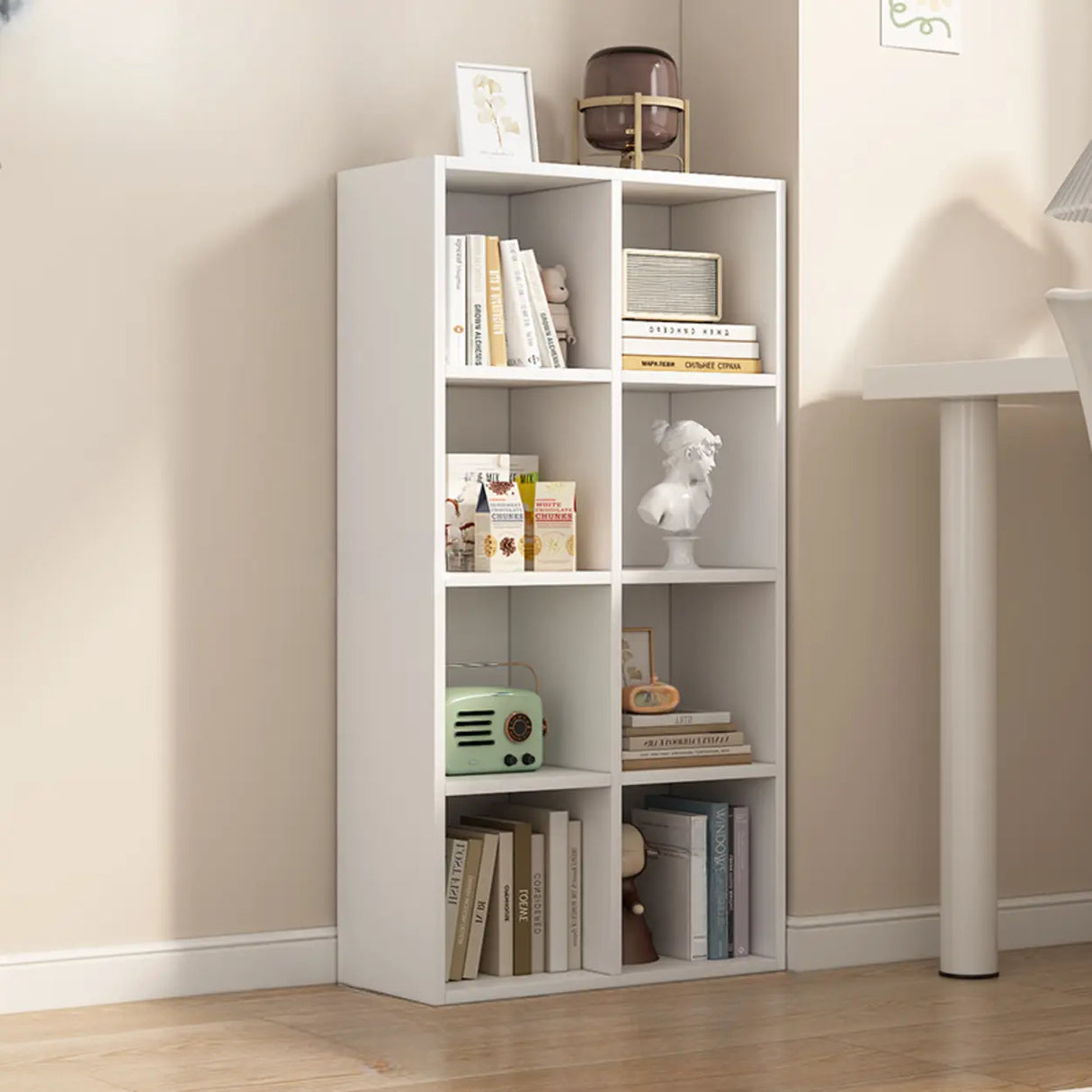White Trendy Wooden Closed Back Short Storage Bookcase Image - 25