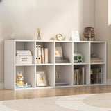 White Trendy Wooden Closed Back Short Storage Bookcase Image - 36