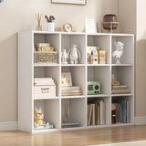 White Trendy Wooden Closed Back Short Storage Bookcase Image - 38