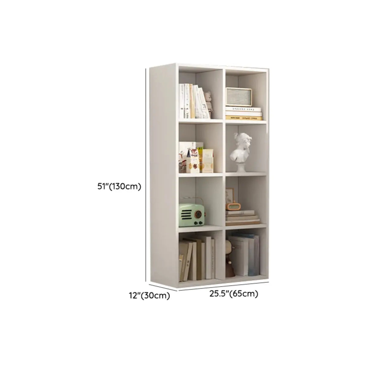 White Trendy Wooden Closed Back Short Storage Bookcase Image - 48