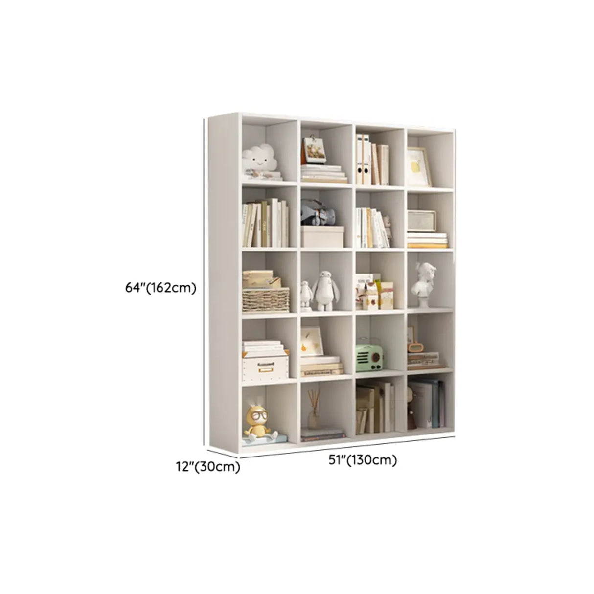White Trendy Wooden Closed Back Short Storage Bookcase Image - 51