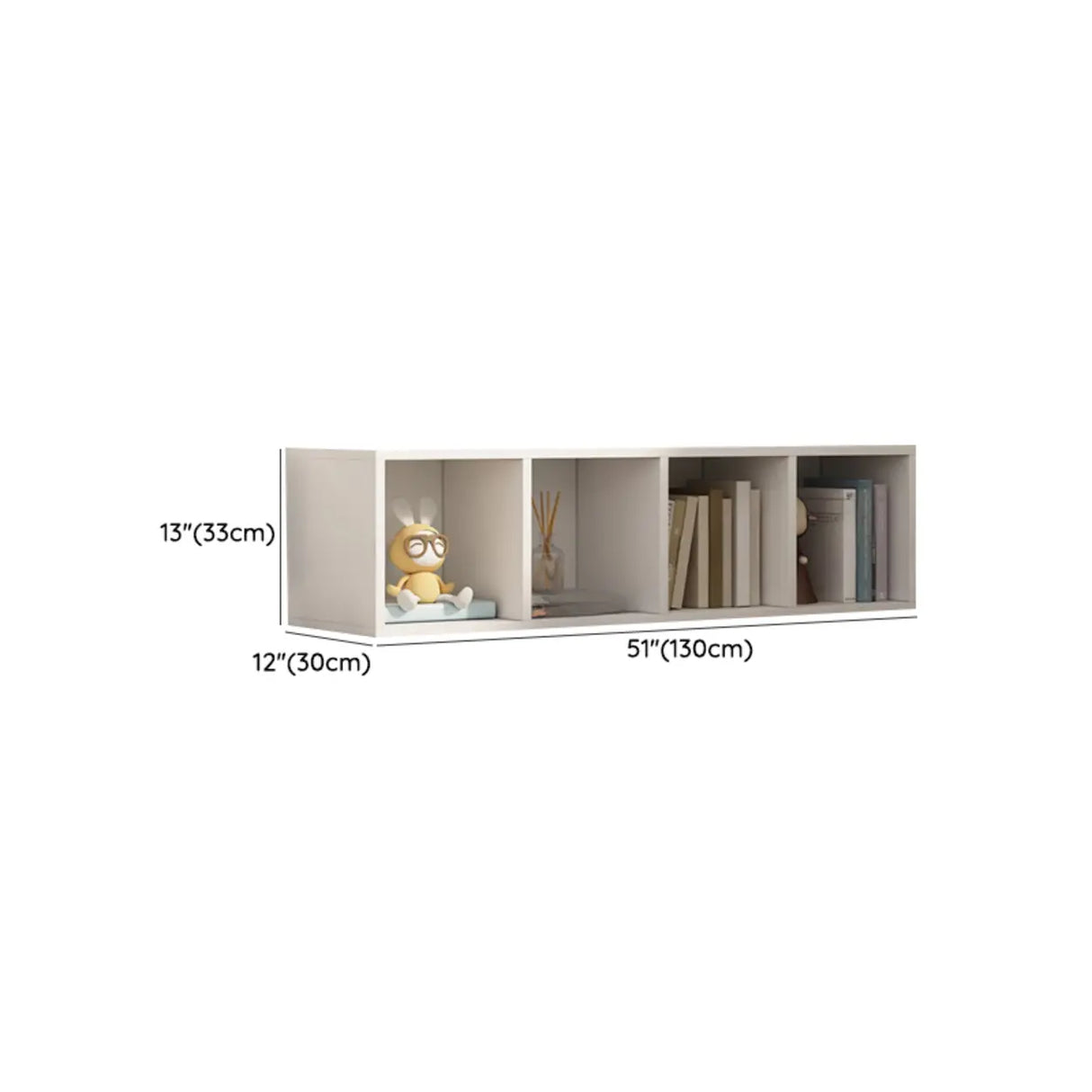 White Trendy Wooden Closed Back Short Storage Bookcase Image - 54