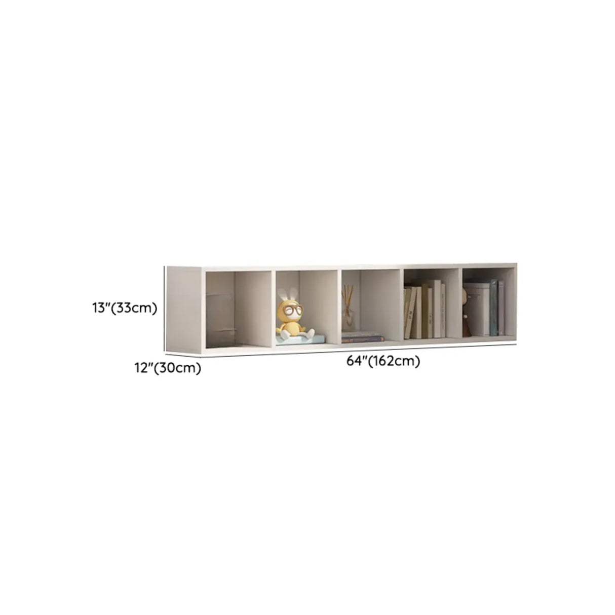 White Trendy Wooden Closed Back Short Storage Bookcase Image - 55