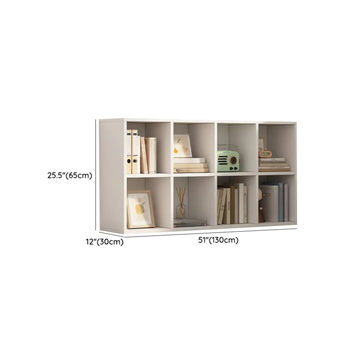 White Trendy Wooden Closed Back Short Storage Bookcase Image - 57