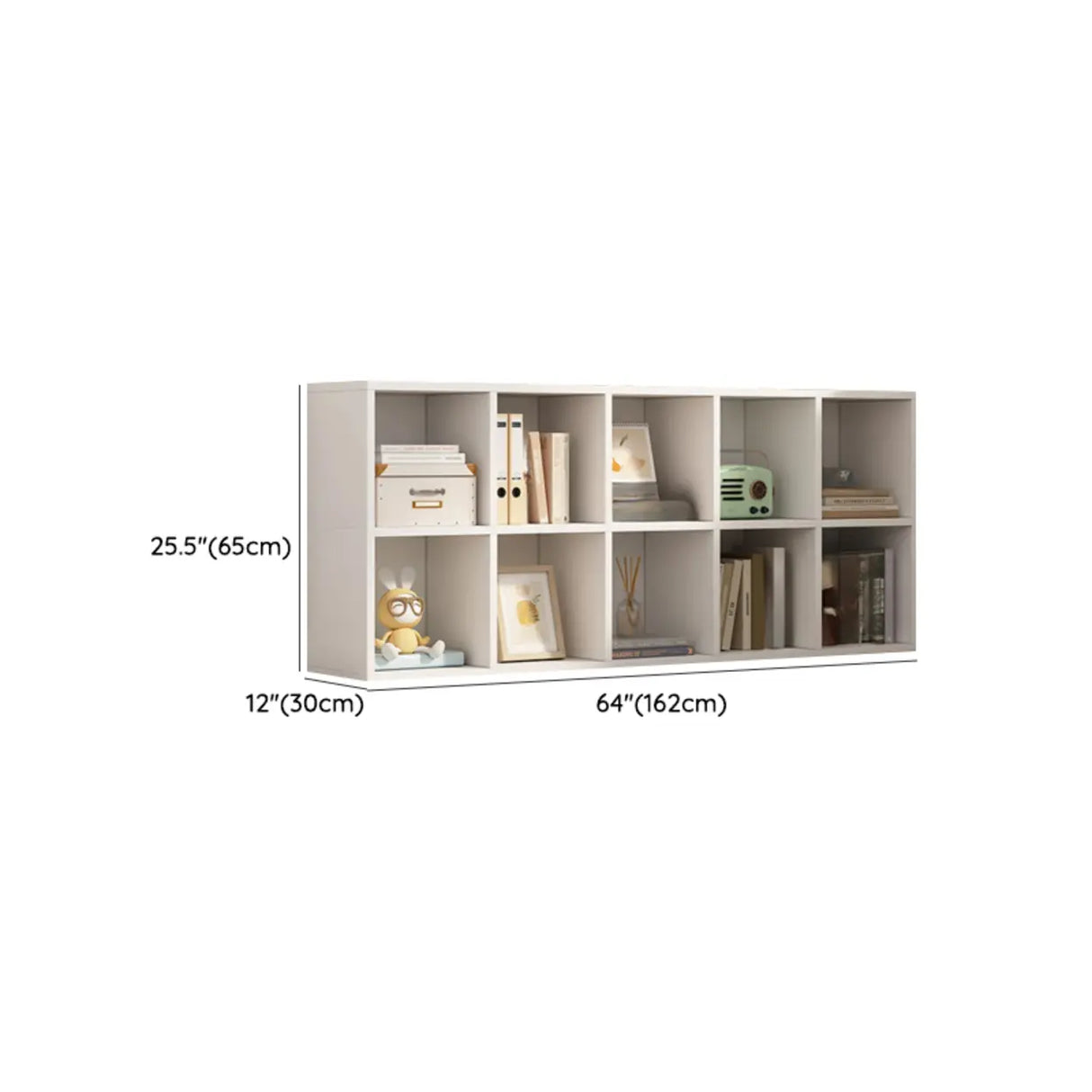 White Trendy Wooden Closed Back Short Storage Bookcase Image - 58