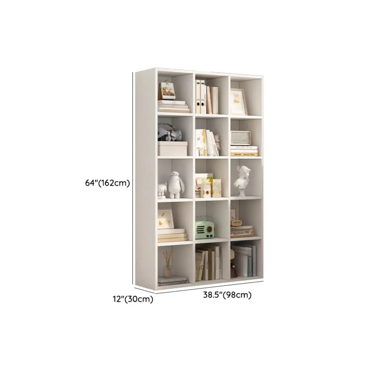 White Trendy Wooden Closed Back Short Storage Bookcase Image - 65