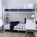 White Twin Metal Guardrail Space-Saving Bunk Bed with Stair Image - 1