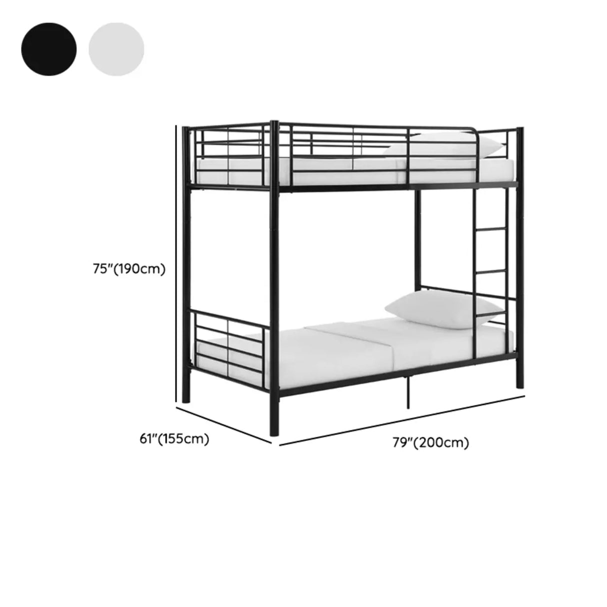 White Twin Metal Guardrail Space-Saving Bunk Bed with Stair Image - 12