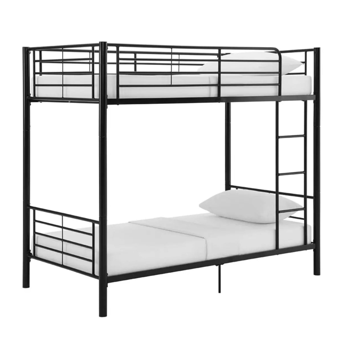 White Twin Metal Guardrail Space-Saving Bunk Bed with Stair Image - 6