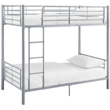 White Twin Metal Guardrail Space-Saving Bunk Bed with Stair Image - 7