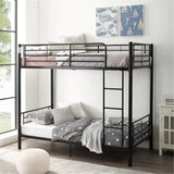 White Twin Metal Guardrail Space-Saving Bunk Bed with Stair Image - 8