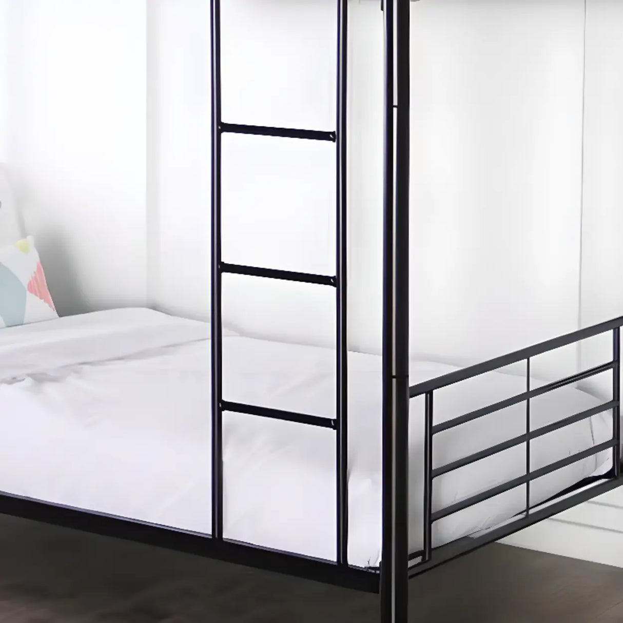 White Twin Metal Guardrail Space-Saving Bunk Bed with Stair Image - 9