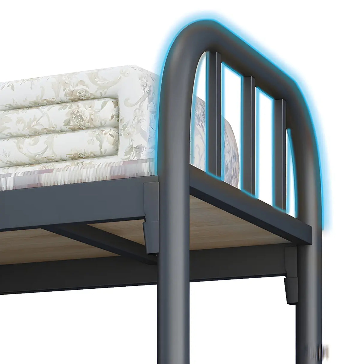 White Twin Open-Frame Iron Space-Saving Bunk Bed with Stairs Image - 11