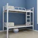 White Twin Open-Frame Iron Space-Saving Bunk Bed with Stairs Image - 12