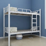White Twin Open-Frame Iron Space-Saving Bunk Bed with Stairs Image - 12